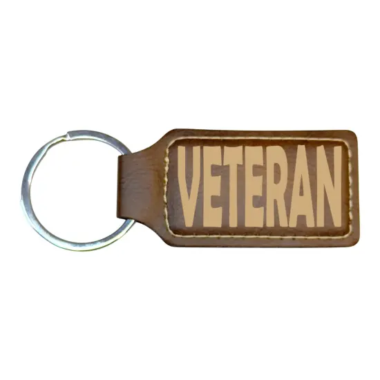 Keychain - Rectangle - Veteran - Leather Pink/Black {3}