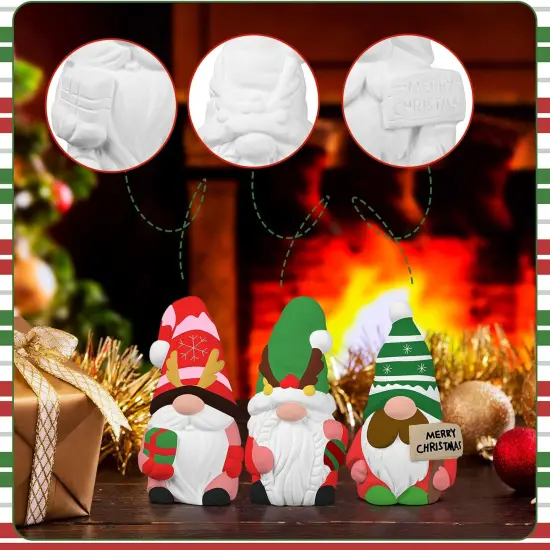 3 Pack Christmas Winter Gnome Ready to Paint Your Own Gnome Statues, {2}