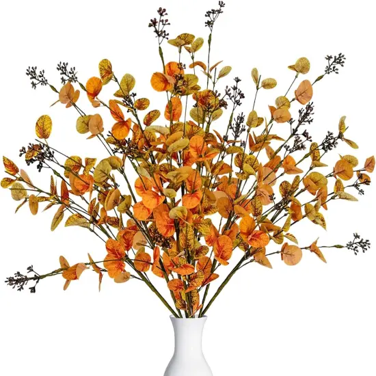 8 Pcs Artificial Fall Eucalyptus Stems {1}