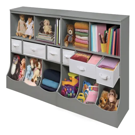 Badger Basket Combo Bin Storage Unit with Three Baskets Gray/White {6}