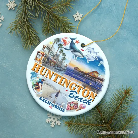 Huntington Beach Heritage Ornament, California Surf Culture Christmas Souvenir and Gift {2}