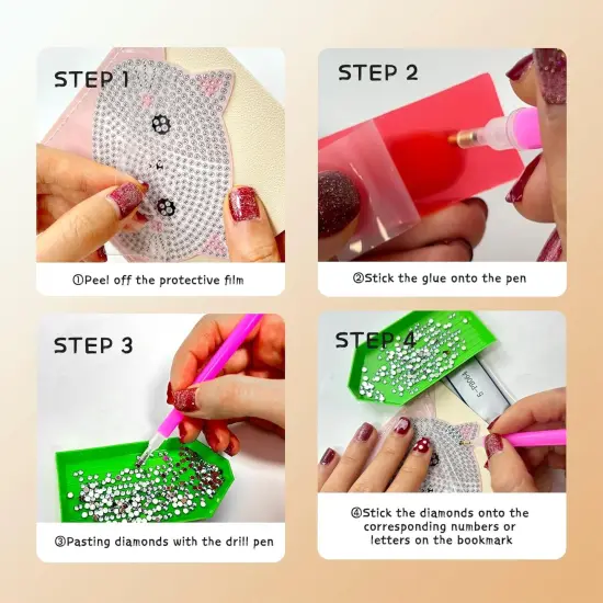 6 PCS Diamond Art Bookmarks, Cute Cat Diamond Painting {5}