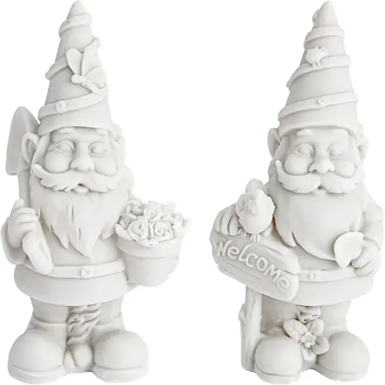 Bright Creations 2 Pack Ceramics to Paint - Paint Your Own Garden Gnome Statues, Blank Paintable Ceramics for Adults (5 in) {6}