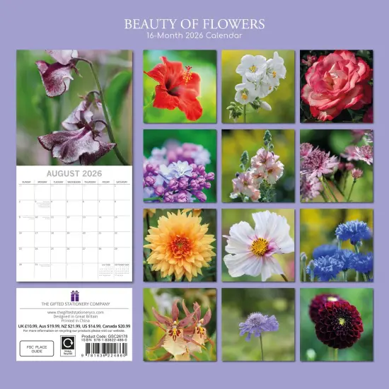 The Gifted Stationary 2026 Square Wall Calendar, Beauty of Flowers, 16-Month Floral Theme Hanging Calendar with 180 Reminder Stickers, Month Planner for Creative Spaces, 12x12 In Multicolor {4}
