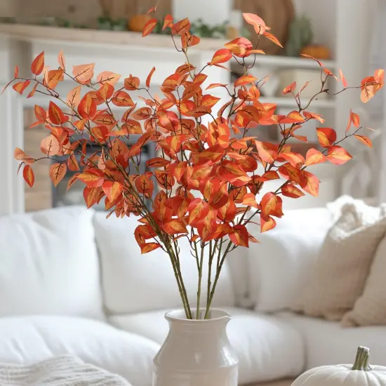 5PCS Artificial Fall Eucalyptus Leaves Stem Plants {1}