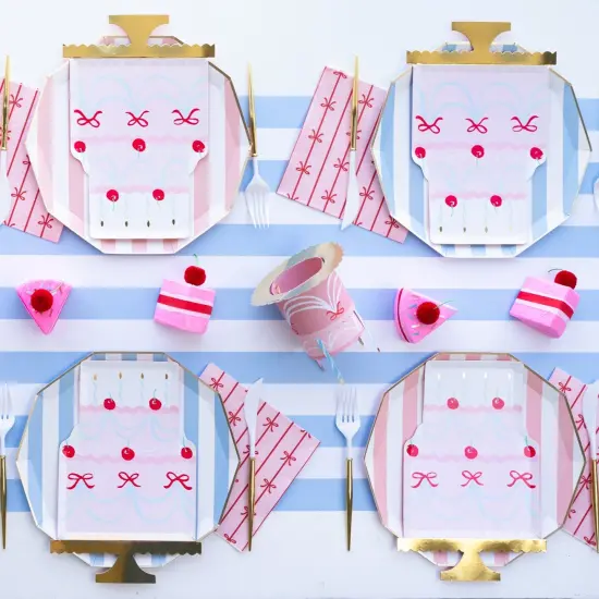 PETAL PINK SIGNATURE CABANA STRIPE PLATES {6}