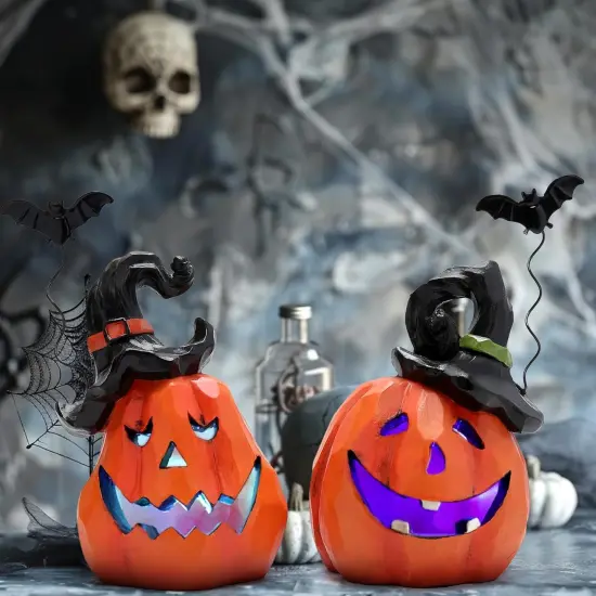 Halloween Resin Pumpkin Duo Set - Orange 2 SET {5}