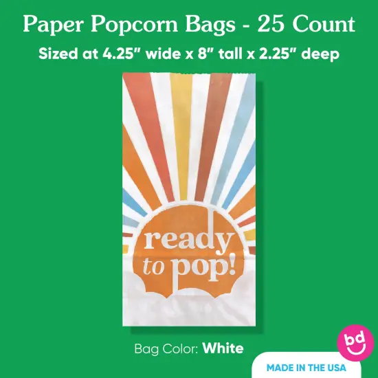 Big Dot of Happiness Here Comes the Son Ready to Pop Popcorn Bags, Baby Shower Favor Snack Treats, Free-Standing Individual White Paper Bags - 25 Ct {5}