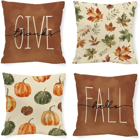 Fall Brown Pumpkin Pillow Covers {1}