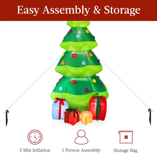 Best Choice Products 10ft Inflatable Christmas Tree, Large Lighted Outdoor Blow Up Decor w/ 10 LED Lights Green {5}