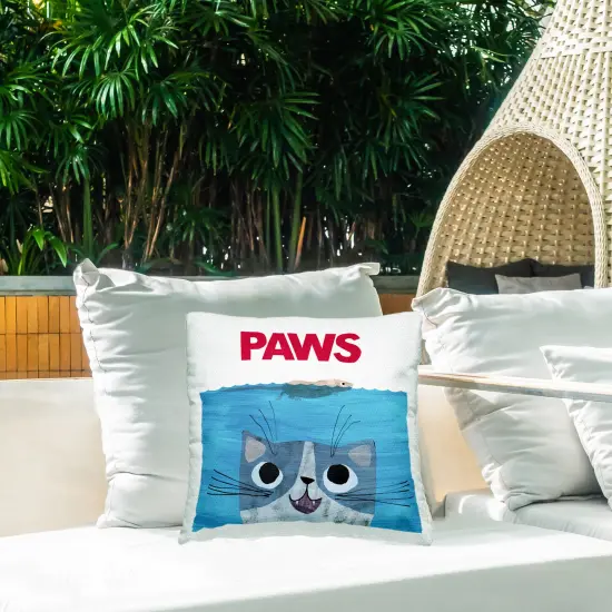 Stupell Industries Paws Cat Movie Parody Outdoor Pillow, 18 x 7 x 18 {2}