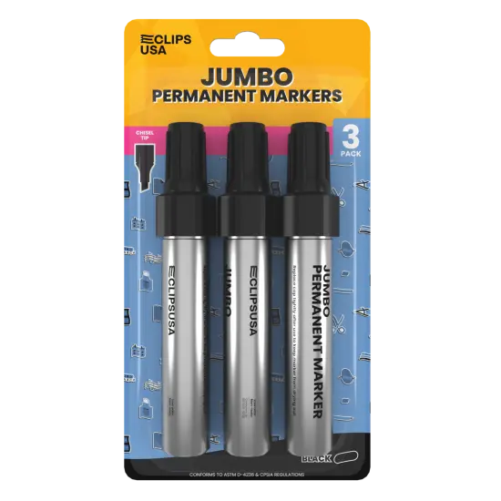 Jumbo Permanent Markers Black Chisel &ndash; 3 Pack &ndash; 36 Sets {1}