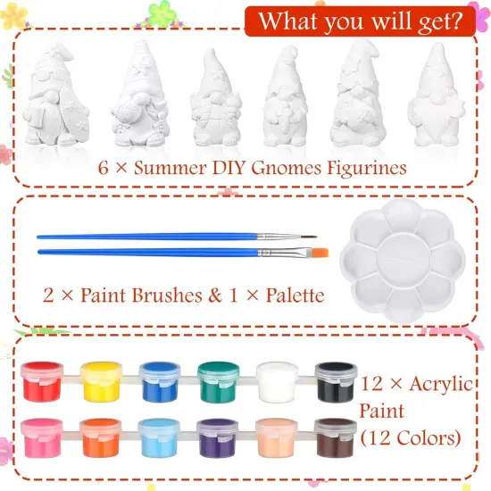 6 Sets Paint Your Own Ceramic Gnome Statues Ready to Paint Ceramics Paintable Gnome Figurines {5}