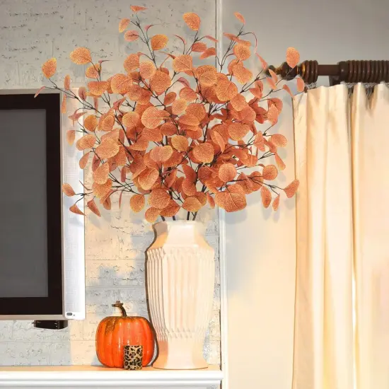 4Pcs Artificial Eucalyptus Leaves Stems - Fall {3}