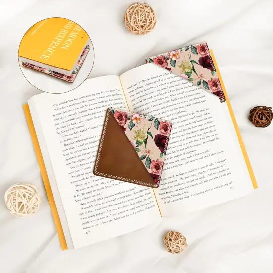 Personalized Leather Bookmarks Teacher Reading (Red Rose) {4}