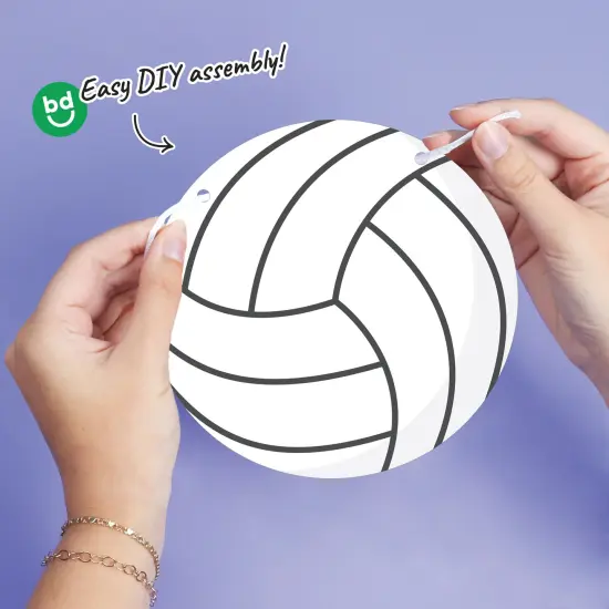 Big Dot of Happiness Volleyball Garland Banner, Sports Birthday Party or Baby Shower Decorations Banner, 30 Feet of Cord, 15 Double-Sided White Volleyballs {4}