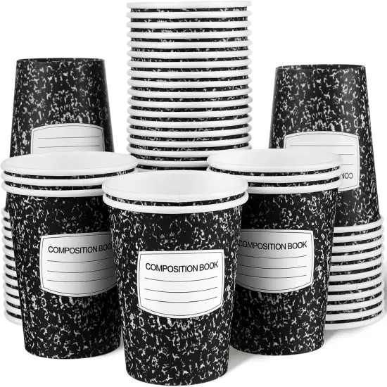 50 Pack Back to School Cups 9 oz Composition Book {5}