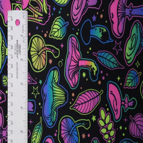 1 Yard Psychedelic Mushroom Blacklight Spandex Fabric for Ravewear Costumes Swim Looks Dancewear 58/60" Width {2}