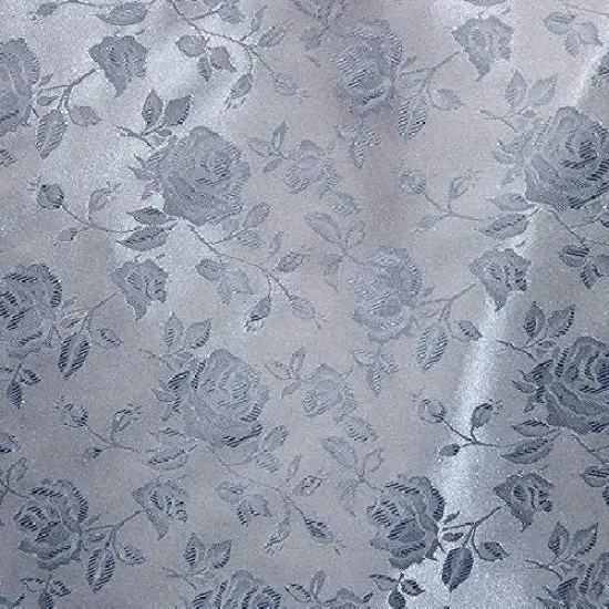 1 Yard Copen Blue Rose Floral Jacquard Satin 60/59&Prime; Width 100 Percent Polyester {1}
