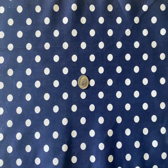 1 Yard Multi Color Small Polka Dot Poly Cotton Fabric for Crafts Bedding Sewing Masks 60" Width Navy-White {1}