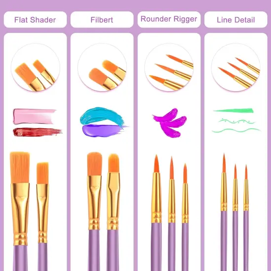 Acrylic Paint Brushes Set, 16Packs/160 Pcs {3}