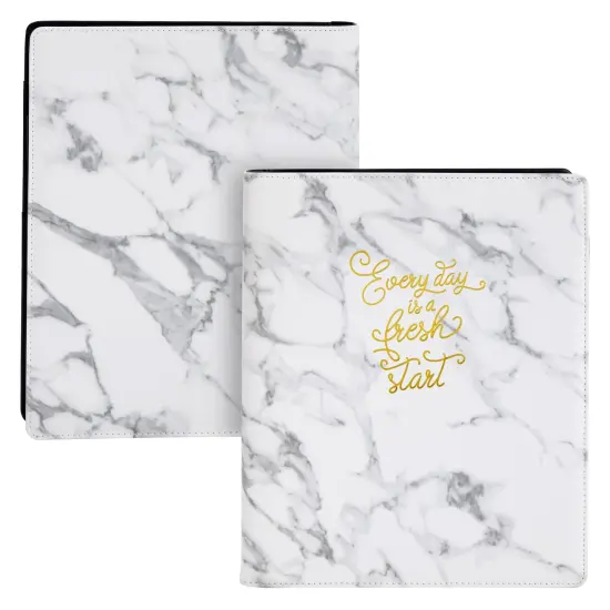 Marble and Gold Foil 3 Ring Binder with Pockets, Portfolio Organizer with Clipboard (10.5 x 12.5 Inches) White {5}