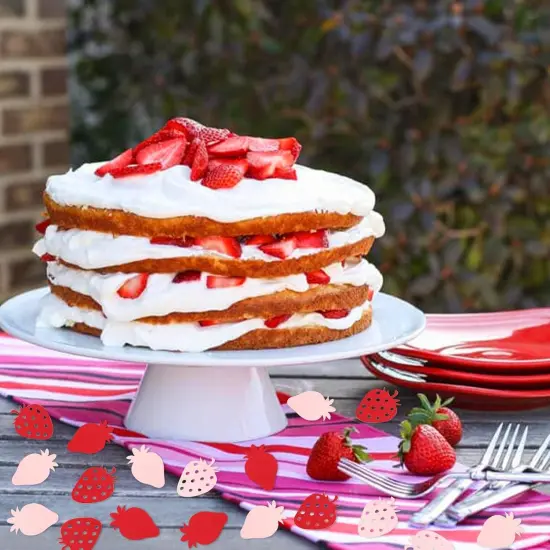 100PCS Strawberry Confetti Strawberry Table Pink and Red Confetti for Baby Shower Themed Bee Birthday Table Decoration Supplies (red) {3}