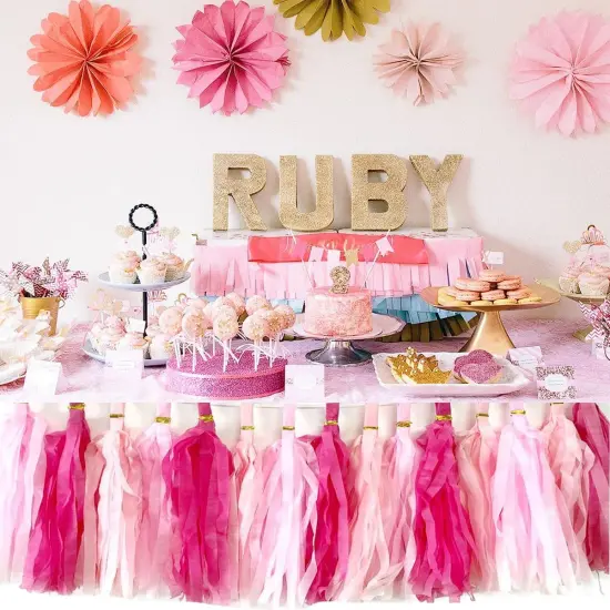 30pcs Paper Tassels Garland Banner Hot Pink Lt-Pink Tissue Paper Tassels DIY Hanging Paper Decorations Party Tassel Garland Decor Nursery Wedding Festival Baby Shower Decor(30, Pink kit) {2}