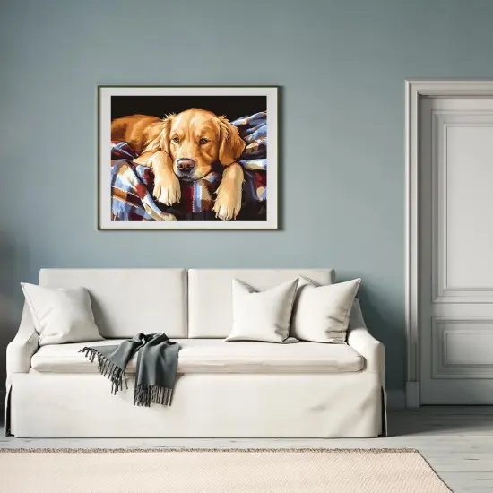 Paint by Numbers Kit for Adults - Dog on The Blanket Painting by Number on Canvas Without Frame, DIY Acrylic Art Crafts for Ideal Gift Home Wall Decor {4}