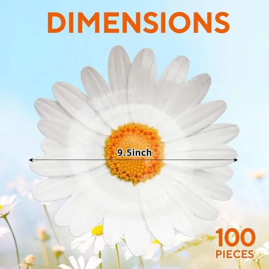 100 Pack Daisy Floral Paper Plates Flower Disposable Dinner Plates 9.5 Inch Summer Tableware {2}