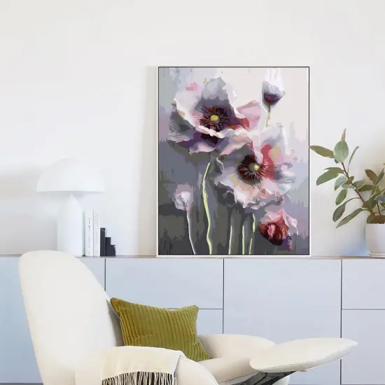 Poppy Paint by Number Solar Flowers,Lotus Flower Paint by Numbers Kit for Adults,Easy DIY Oil Painting by Numbers Art Craft Set 16x20 inch {3}