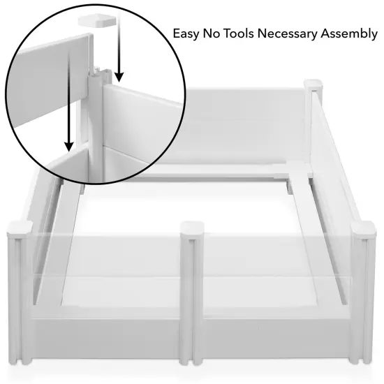 SmithBuilt 48" x 48" x 18" Whelping Box for Dogs and Puppies, Heavy Duty PVC Whelping Pen and Birthing Box with Rails and Adjustable Height Door, White {4}