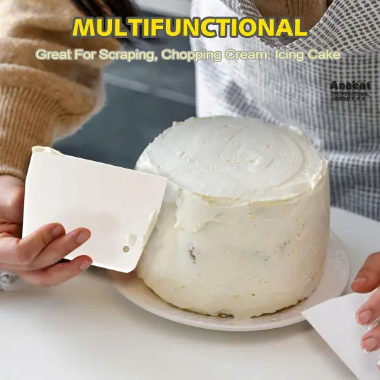 3 Pieces Professional Angled Offset Frosting Spatulas with 6", 8", 10" Stainless Steel Blades & 4 Pack Cake Smoother Scraper for Cake Decorating, Baking & Pastry (Set of 7) {5}