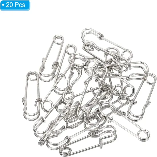 Safety Pins 1.06 Inch Large Metal Sewing Pins for Blankets Skirts Crafts Brooch Making Silver Tone 20Pcs {3}