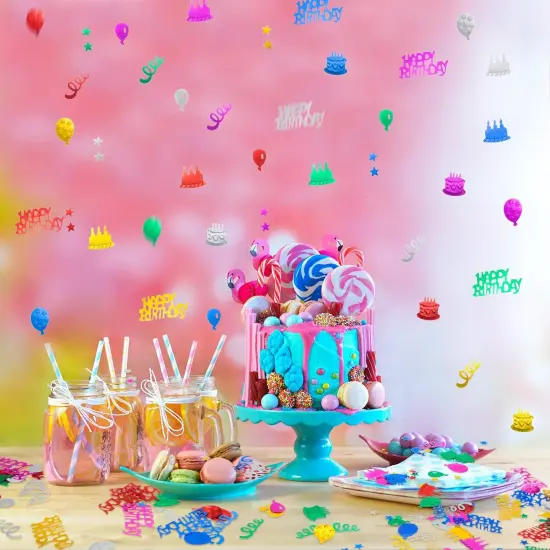 3000 Pieces Happy Birthday Confetti Birthday Cake Confetti Metallic Foil Balloon Table Scatter Decorations for Party, Baby Shower, DIY Arts and Crafting {4}