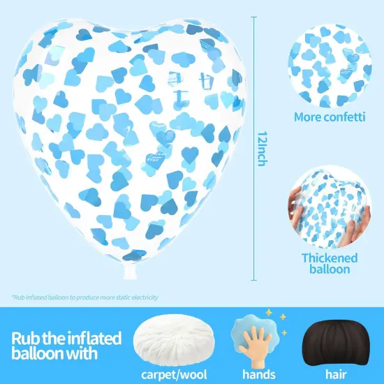 30 Pcs Light Blue Heart Confetti Latex Balloons {2}