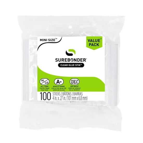 DT-100 Made in the USA All Purpose Stik-Mini Glue Sticks-All Temperature-5/16"D, 4"L Hot Melt Glue Sticks-100 Sticks per bag, Clear {1}