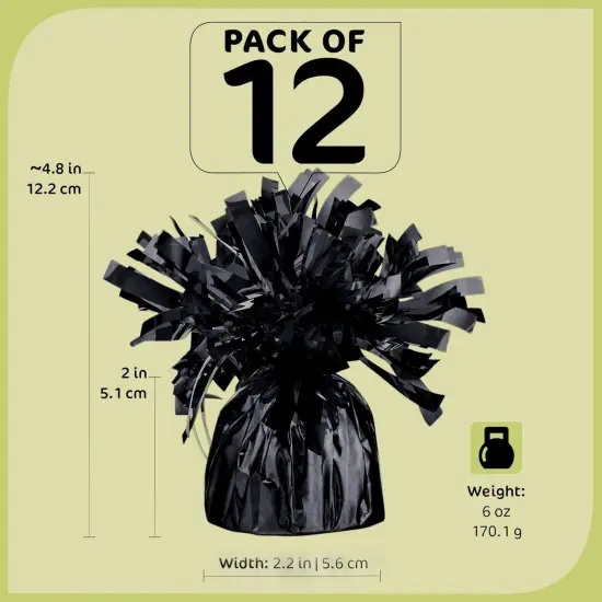 Black Balloon Weights, Heavy Balloon Weight Pack of 12 Metallic Foil Weights for Balloons, Birthday Party & Wedding Table Centerpiece Ballon Weight 4.8&rsquo;&rsquo; DIY Ballon Weights for Helium Balloons {2}