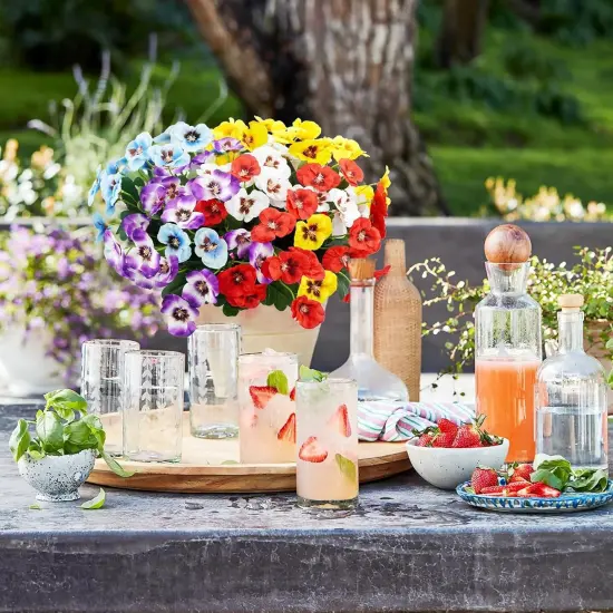 12 Bundles Summer Bouquets Artificial Flowers Pansy, 11.7in Outdoor UV Resistant Fake Small Wild Flower Daisy {2}