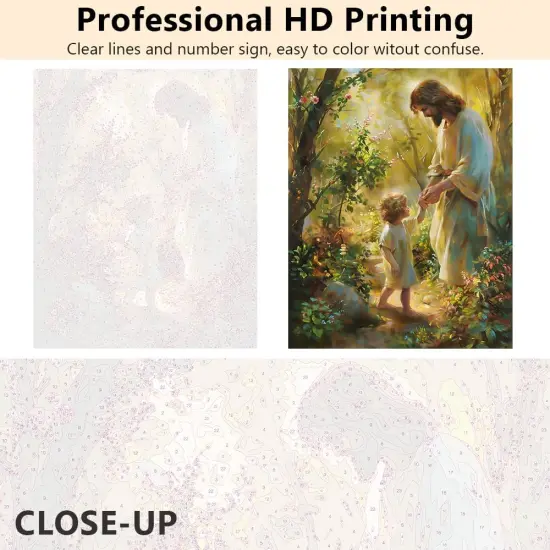 Jesus Paint by Numbers for Adult, Paint by Number Prayer Forest, Paint-by-Number Kits DIY Painting Kits On Canvas Religious Spirit Paint by Number for Adults,Frameless 16 x20 Inch {4}