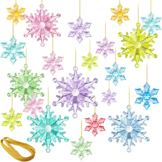 51 Pcs Colorful Snowflake Ornaments Acrylic {1}
