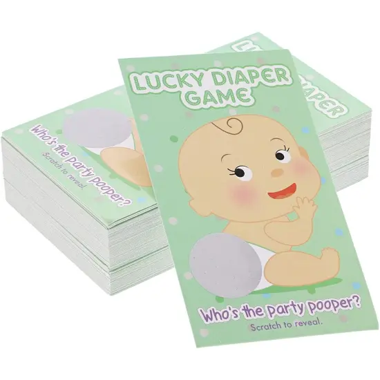 60 Pack Baby Shower Scratch Off Game Cards, Lucky Diaper Game Lottery Raffle Party Supplies for Boys or Girls, Gender Neutral {1}