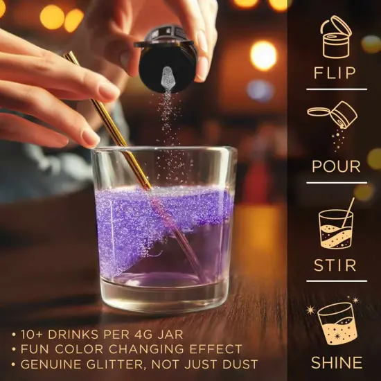 Brew Glitter - Purple Color Changing Edible Drink Glitter (4g, Mini Spray Pump) for Beer, Cocktails and Beverages {4}