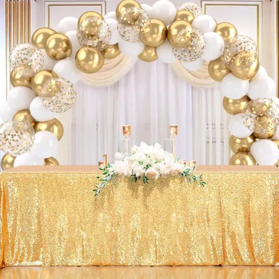 White and Gold Balloons Set, 50 pcs 12 inch Metallic Gold White Gold Confetti Latex Balloons {3}