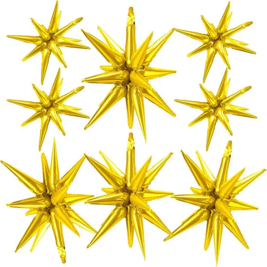 Gold Star Balloons 8 Pcs Different Sizes Metallic Foil Arch Glitter Party Decorations for Bachelorette Wedding {1}