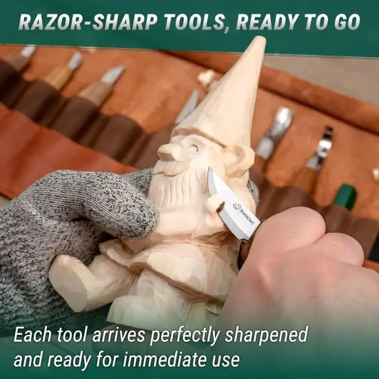 Deluxe Wood Carving Kit S18X - Wood Carving Knife Set - Spoon Carving Tools Set - Whittling Knives Kit - Woodworking Kit Wood Carving Tools Kit Large Whittling Kit S18X {5}