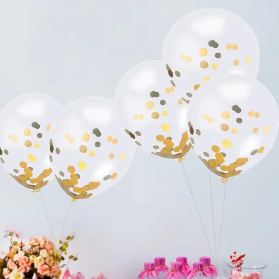 Gold Confetti Balloons 20 Pieces, 12 Inches Party Balloons With Golden Paper Confetti Dots For Party Decorations Wedding Decorations And Proposal (Gold) {3}