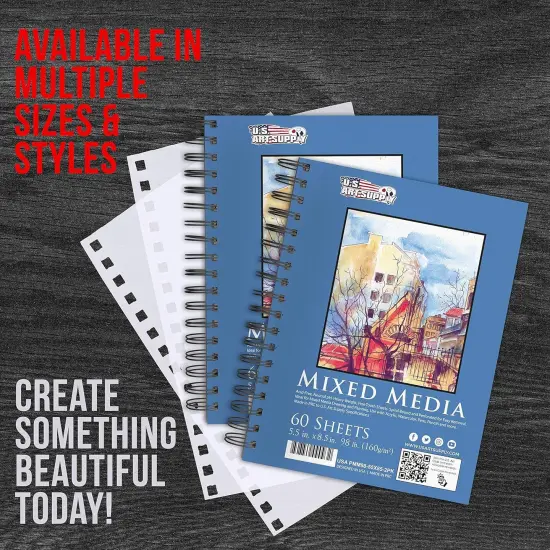 Sketchbook, 2 Pack (60 Sheets), 98 lb (160 GSM) - Spiral-Bound Pad with Perforated Acid-Free Paper - Artist Sketch Book for Drawing, Painting, Watercolor {4}