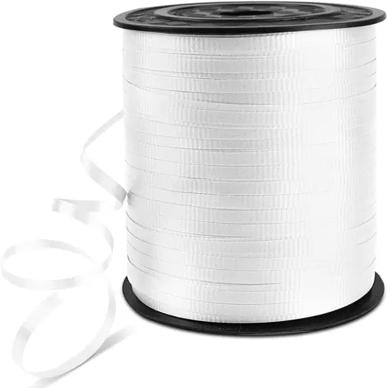 Crimped Curling Ribbon White, Balloon String Curly Ribbon 1 Roll for Gift Wrapping, Birthday Wedding Party Festival Decoration, Baby Shower, Art Crafts, Florist Flowers {1}