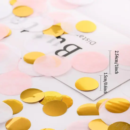 Round Tissue Confetti 6000 Pcs Paper Table Wedding Confetti Dots for Christmas, Wedding,Birthday Party,Baby Shower,Valentine's Day and Balloon Decorations,1 Inch (Pink,White, Gold) {2}